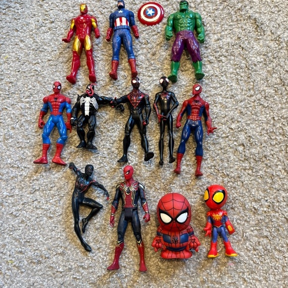 Spider-Man Spin Captain America Hulk Toy Bundle Superhero Action Figure Set - Picture 2 of 5